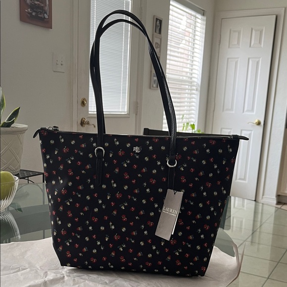 Polo Ralph Lauren Handbags - Polo Ralph Lauren Black Floral Tote